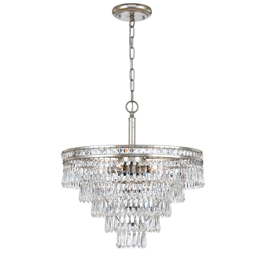 Crystorama Lighting 5264-OS-CL-MWP Mercer 6 Light Hand Cut Crystal Silver Convertible Chandelier